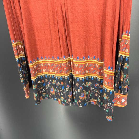 Soft Surroundings Orange and Red Long Sleeve Relaxed Blouse - Picture 3 of 9